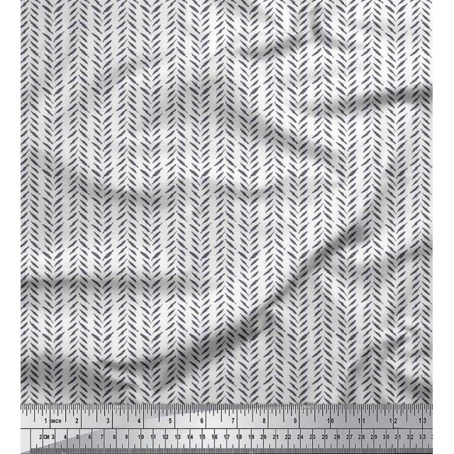 Soimoi Poly Georgette Fabric Leaves Block Printed Craft Fabric by The Yard 42 Inch Wide