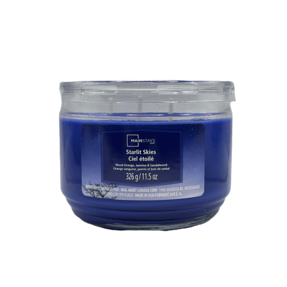 Mainstays Starlit Skies Scented 3-Wick Glass Jar Candle, 11.5 oz.