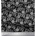 thumbnail image 2 of Soimoi Poly Georgette Fabric Leaves & Floral Block Print Sewing Fabric Yard 42 Inch Wide, 2 of 3