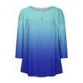 thumbnail image 4 of Pisexur Womens Plus Size Sweatshirt Gradients 3/4 Length Sleeve Tops Fall V-Neck Blouses Spring Ruffle Sleeve Tunic T-Shirts Dressy Casual, 4 of 4