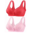 thumbnail image 1 of Timegard 2pc Wireless Bras for Women Front Closure Button Bralette Ruched Comfort Everyday Bras with Support, 1 of 2