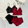 thumbnail image 4 of Birdeem Ensemble de Pyjama 2 Pcs pour Femmes Bretelles Solides Dentelle Shorts, 4 of 4