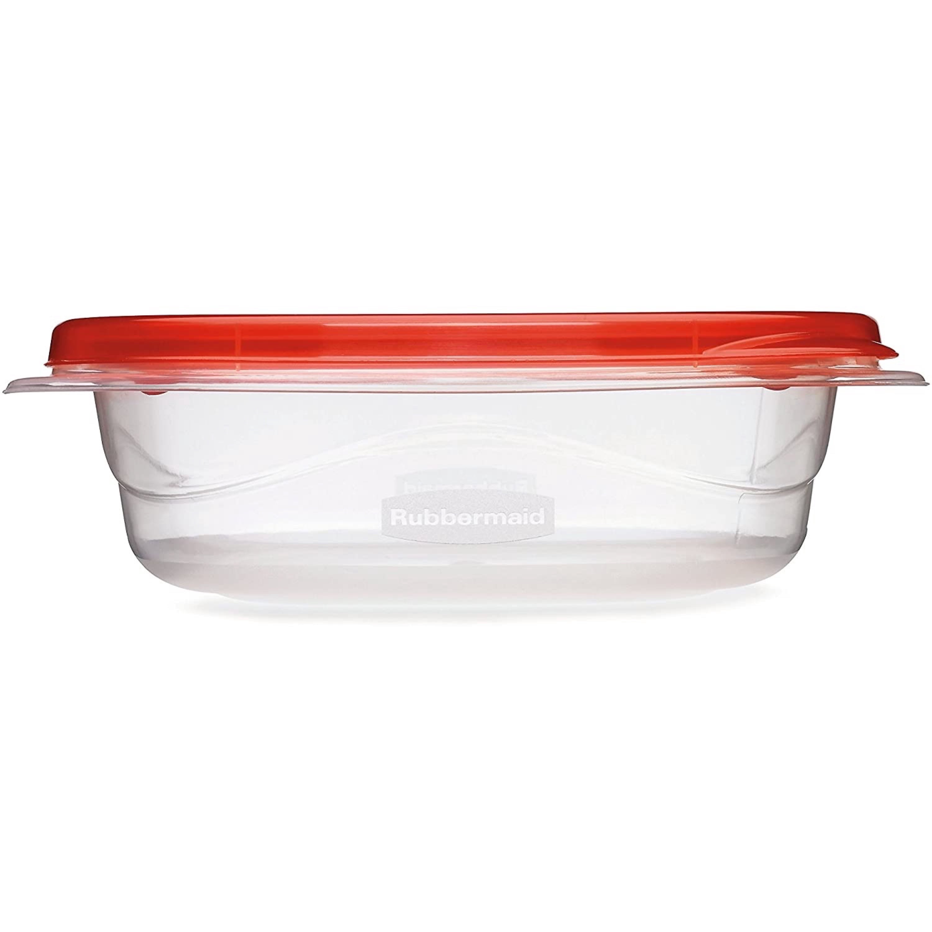 Contenants carrés pour la conservation des aliments Rubbermaid TakeAlongs à emporter, couvercles rouge rubis, 669 ml (2,9 tasses), paquet de 4