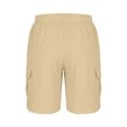 thumbnail image 4 of asjyhkr Mens Cargo Shorts Lightweight Breathable Linen Shorts with Multi Pockets Drawstring Elastic Summer Beach Shorts, 4 of 5