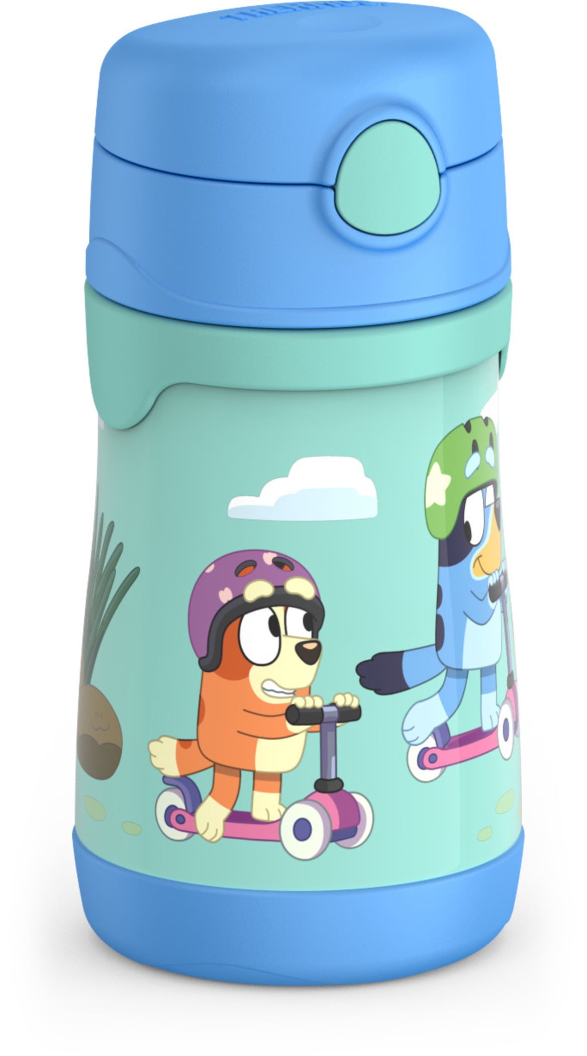 Bouteille à paille Thermos pour enfants en acier inoxydable à isolation sous vide, 10 ozoz, Bluey