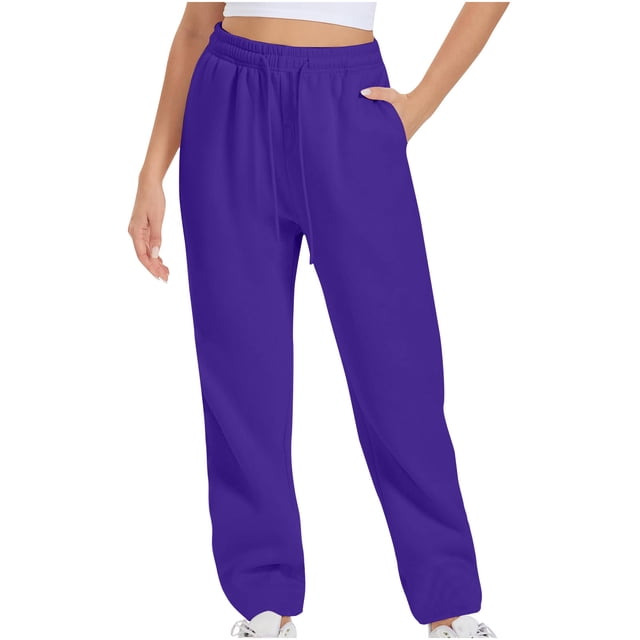 Timegard Womens Sweatpants Jogger Pants Elastic Waist Solid Color Trousers with Pockets Workout Pants