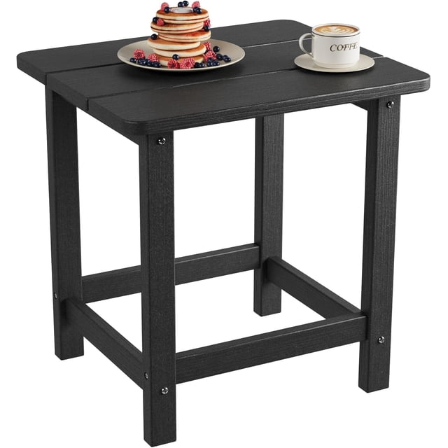 YUSAZENS Petite Table Basse Carrée d'Extérieur en HDPE, Résistante aux Intempéries pour Terrasse et Jardin, Siège d'Extérieur Noir