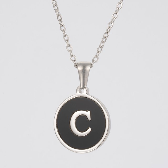 Colliers, Collier Lettre Coquille Mignonne pour Filles, Pendentifs Pièce pour Filles en Acier Inoxydable Colliers Initiale pour Femmes Bijoux Rond