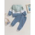 thumbnail image 4 of Faithtur Toddler Boy Autumn Clothes Contrast Color Long Sleeve Hoodies Solid Color Pants 2Pcs Outfit, 4 of 9