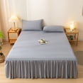 thumbnail image 1 of Solid Color Bed Skirt Fitted Polyester Cotton Blend 200x150cm Non-Slip Elastic Ruffled Edge Protective Mattress Cover for Modern Bedroom Decor Hzhnb | Nylon,Spandex, Gray, 1 of 9