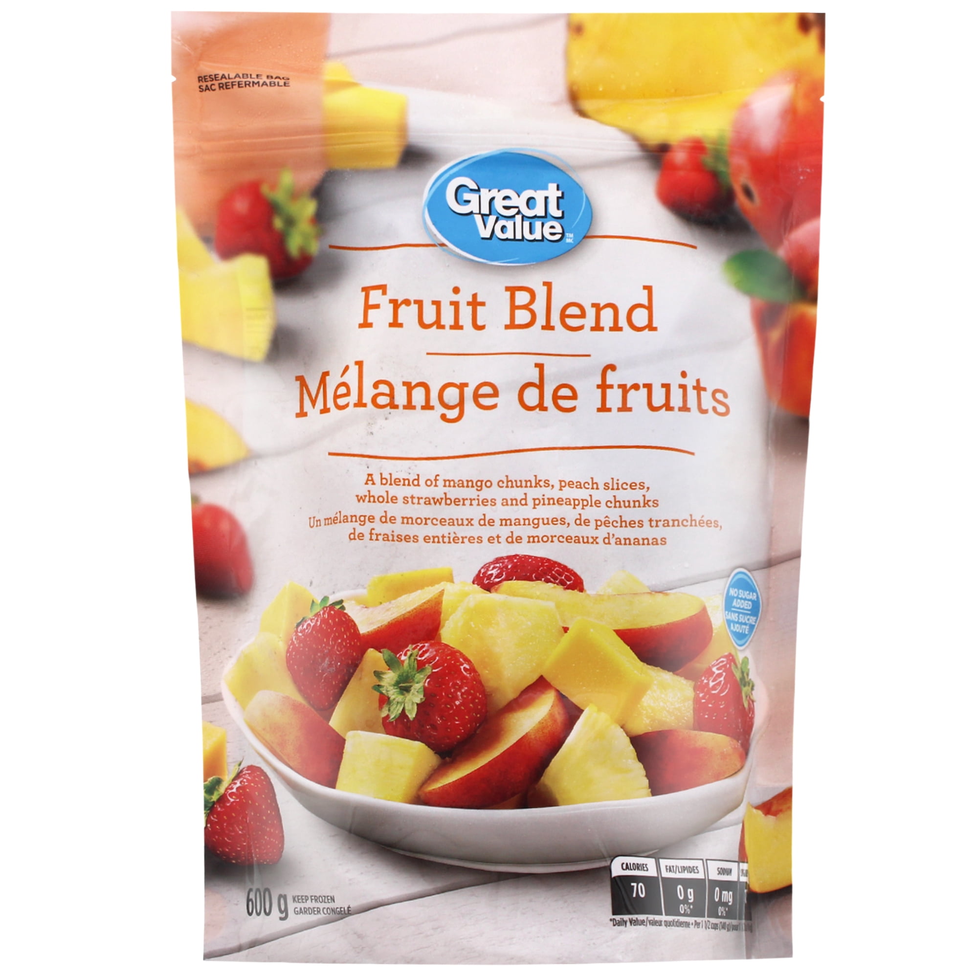Mélange de pêche, de fraise et de fruits tropicaux de Great Value 600g