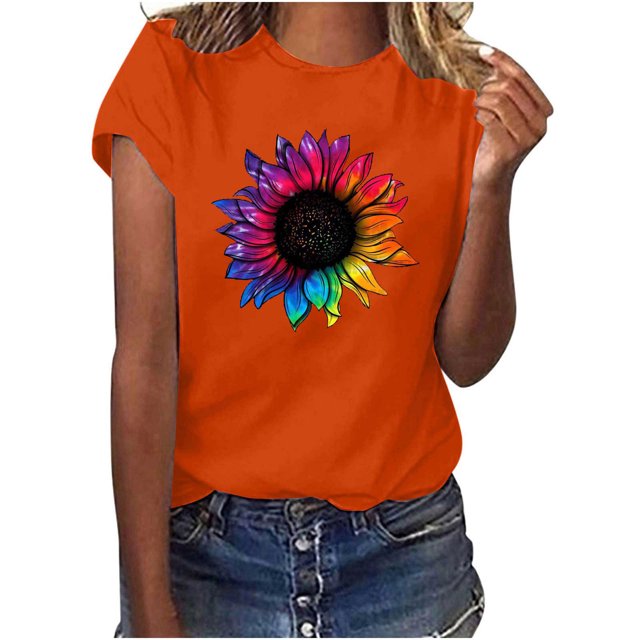 Birdeem Femmes Décontracté Été Imprimé Manches Courtes Col Rond T-Shirt Ample Blouse Hauts