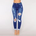 thumbnail image 2 of Soki Jeans Skinny en Denim Déchiré et Usé pour Femmes, Pantalon Extensible, 2 of 9