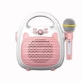 thumbnail image 1 of Graflsoa Portable Kids Karaoke Machine with Microphone, Bluetooth/TF Card/USB Support, Rechargeable Battery, Pink (Includes Condenser Mic), 1 of 6