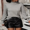 thumbnail image 2 of Ladies‘ Knitted Sweater with Long Sleeves and Turtleneck in Solid Color, 2 of 9