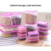 Vonky 17pcs/set Refrigerator Food Container Plastic Refrigerator Food Container Microwave Food Storage Box Kitchen Lunch Organizer, Red