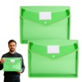 thumbnail image 1 of 2PCS Documents Holder Envelope Folder, File Storage Bag with Button Transparent Plastic, Certificate File Holder Document Folder, Green, 1 of 5