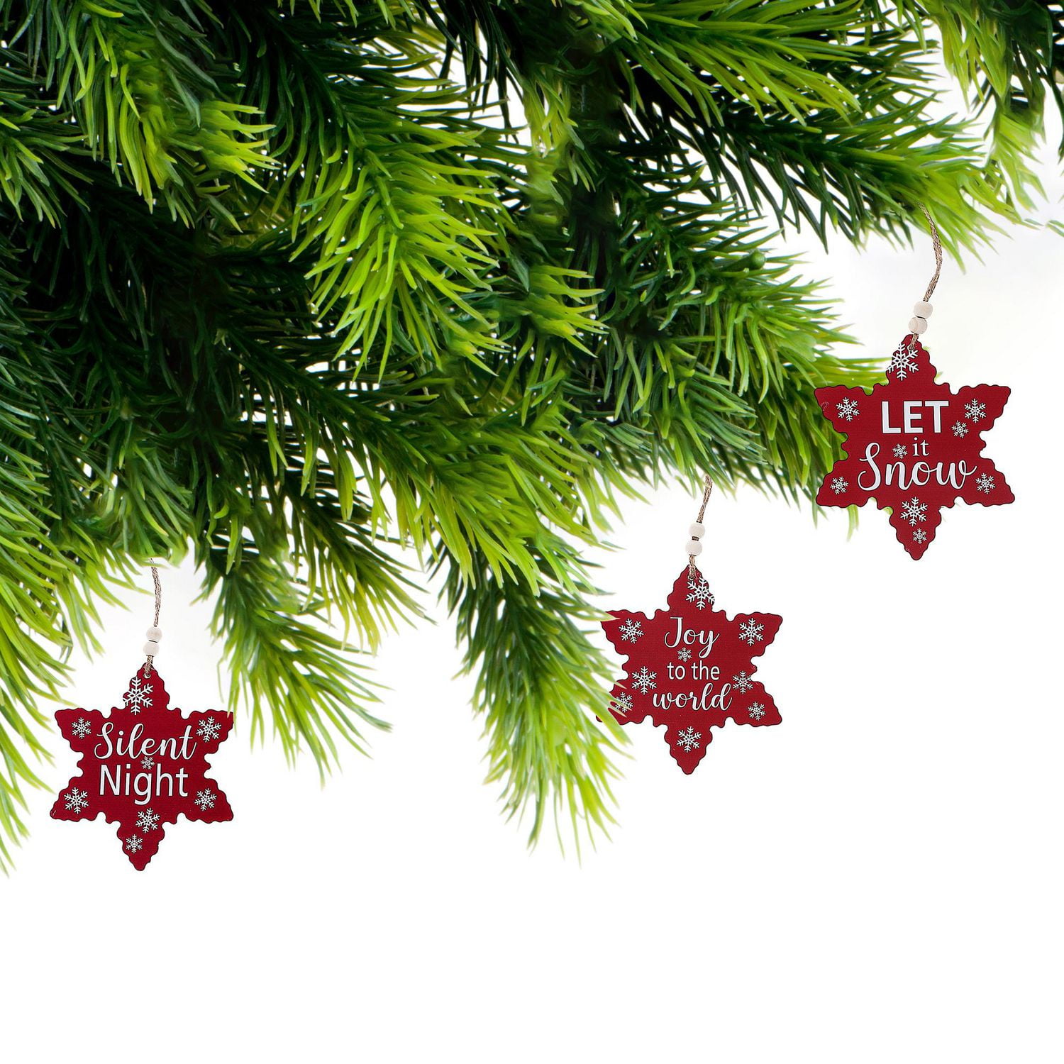Ornement De Forme De Flocon De Neige Plat De Noël - Ensemble De 6