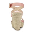 thumbnail image 2 of BLISSFUL STEP Chaussures pour Femmes Sandales Espadrilles à Talon Compensé Slingback à Brides Croisées Rose 6, 2 of 7