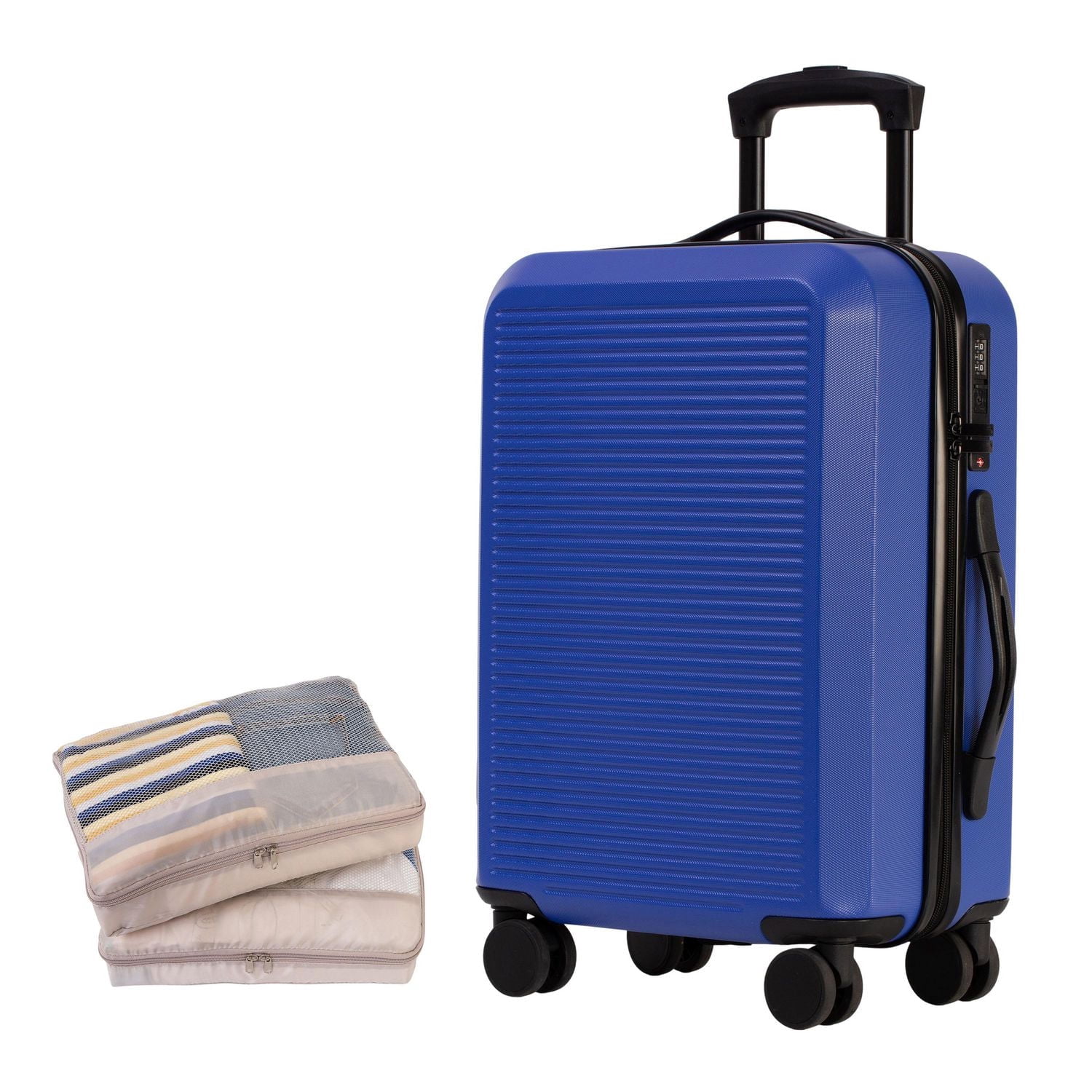 3-Piece Hardside Luggage Set. Suitcase Set with wheels: Carry On Luggage and two packing cubes