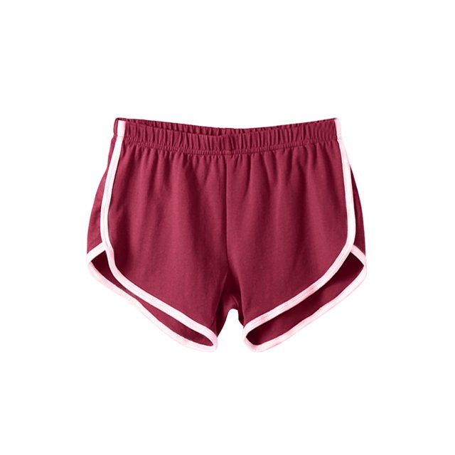 MAWCLOS Bas pour Femmes Taille Élastique Mini Pantalon Couture de Couleur Short Décontracté Sport Extensible Rouge Vin TG