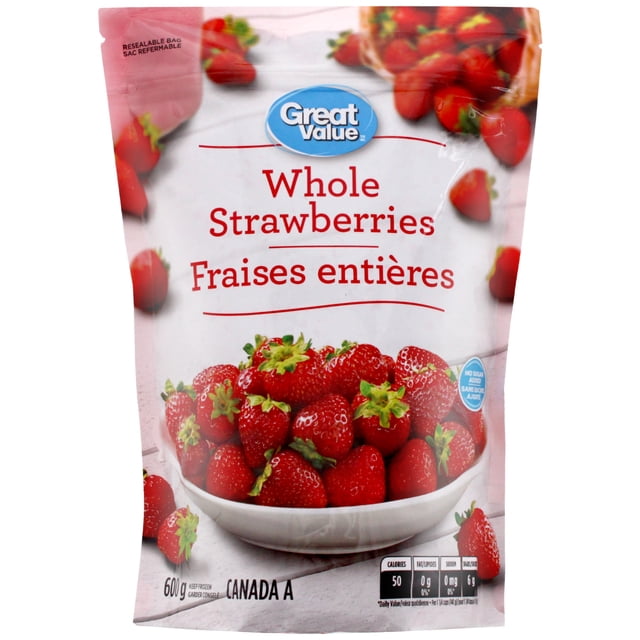 Great Value Fraises Entières Surgelées, Canada A 600g