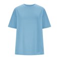 thumbnail image 4 of Plebaso T-Shirts Surdimensionnés pour Femmes 2025 Manches Courtes Hauts Amples Col Rond Décontracté Uni T-Shirts Basiques pour Femmes, 4 of 6