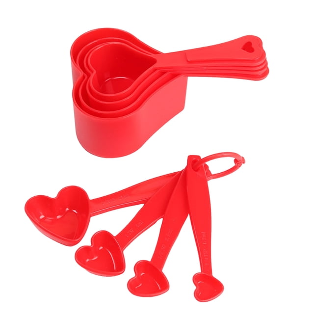 Measuring Tools Set for Kitchen - Heart Shaped 8 Piece Measuring Cups and Spoons for Dry and Liquid Use in Home Cooking and Baking 4PCS