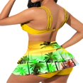 thumbnail image 4 of MesaSe Women 2Pcs Swimsuit Set  Solid Color Wrap Bikini Tops + Ruffle Skirt Bottom Set Beach Swimwear, 4 of 5