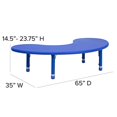 thumbnail image 5 of Flash Furniture 35''W x 65''L Half-Moon Blue Plastic Height Adjustable Activity Table, 5 of 5