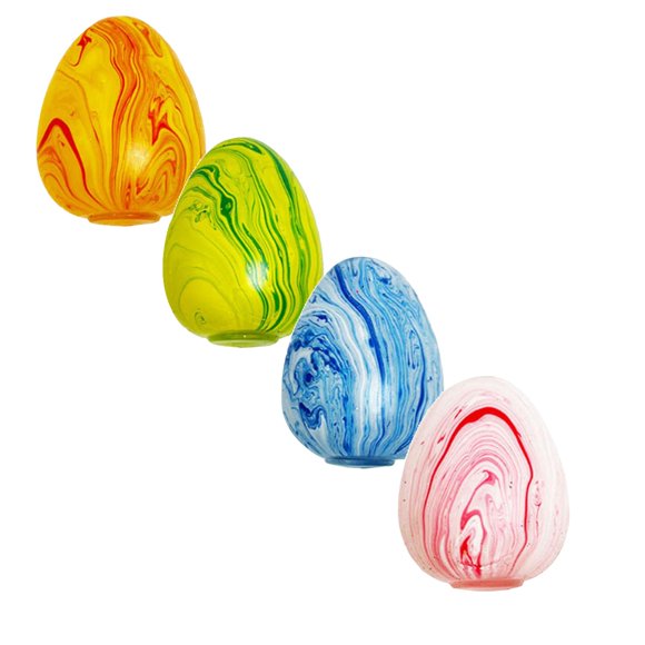 LAMDAWE 4PCS Happy Easter Egg SqueezeToys Funny Novelty Easter Egg StressReliefing SensoryToys Soft Slow Rising ColorfulMarbled StressBalls Easter BasketStuffers Party Gifts Toy