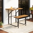 thumbnail image 4 of Costway 2 PCS Patio Table Bench Set Picnic Table & Seat with Acacia Wood Top Metal Legs, 4 of 9