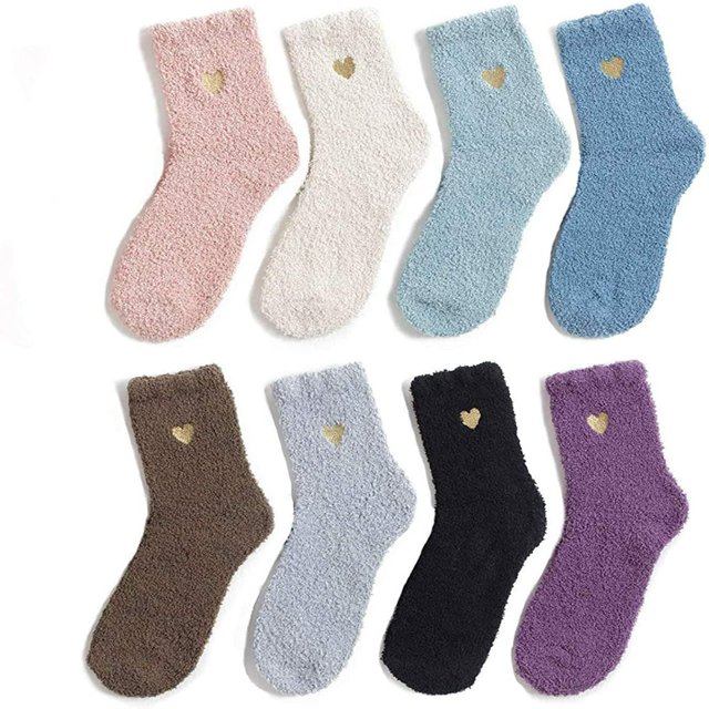 Chaussettes Douces pour Femmes Chaussettes Blanches Chaussettes Confortables Chaussettes Moelleuses pour Femmes Chaussettes en Polaire 5 Paires Blanches