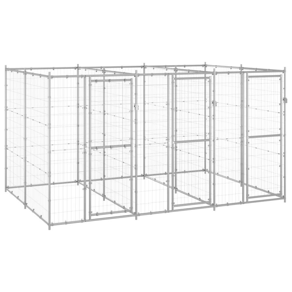 vidaXL Chenil Extérieur en Acier Galvanisé 7,26 M2