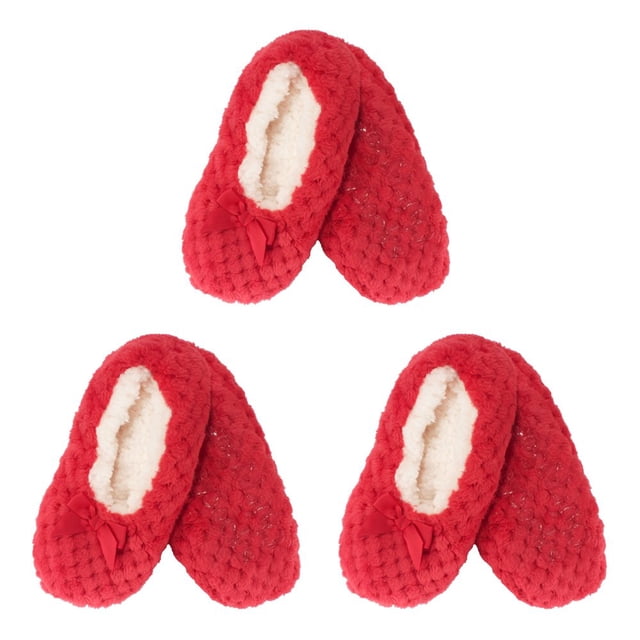CHOK Adult Super Soft Warm Cozy Fuzzy Soft Touch Slippers Non-Slip Lined Socks Assortment B Medium 3 Pairs