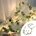 thumbnail image 1 of Christmas String Lights With Pines Cones Bells Pines Needles And Red Berries Decorative Light Requires 3 Aa Batteries Not Included, 1 of 8
