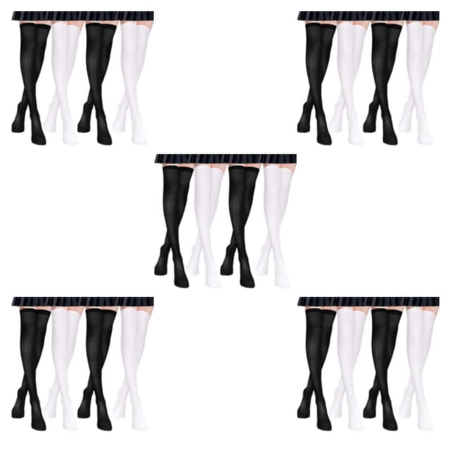 Transemion 4pairs Delicate Thigh High Stockings Hypoallergenic No Loose Thread All Body Shape Suitable 5Set