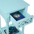 thumbnail image 4 of Table d'Appoint de Style Campagnard Français Khloe Deluxe à un Tiroir avec Tablette en Bois Bleu, 4 of 8