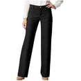 thumbnail image 1 of ohmzyzo Pantalon Long Droit Décontracté Confortable pour Femmes avec Poches, 1 of 7