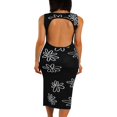 thumbnail image 4 of Femmes Été Licol Robe Bodycon Vintage Split Backless Robes Midi, 4 of 6