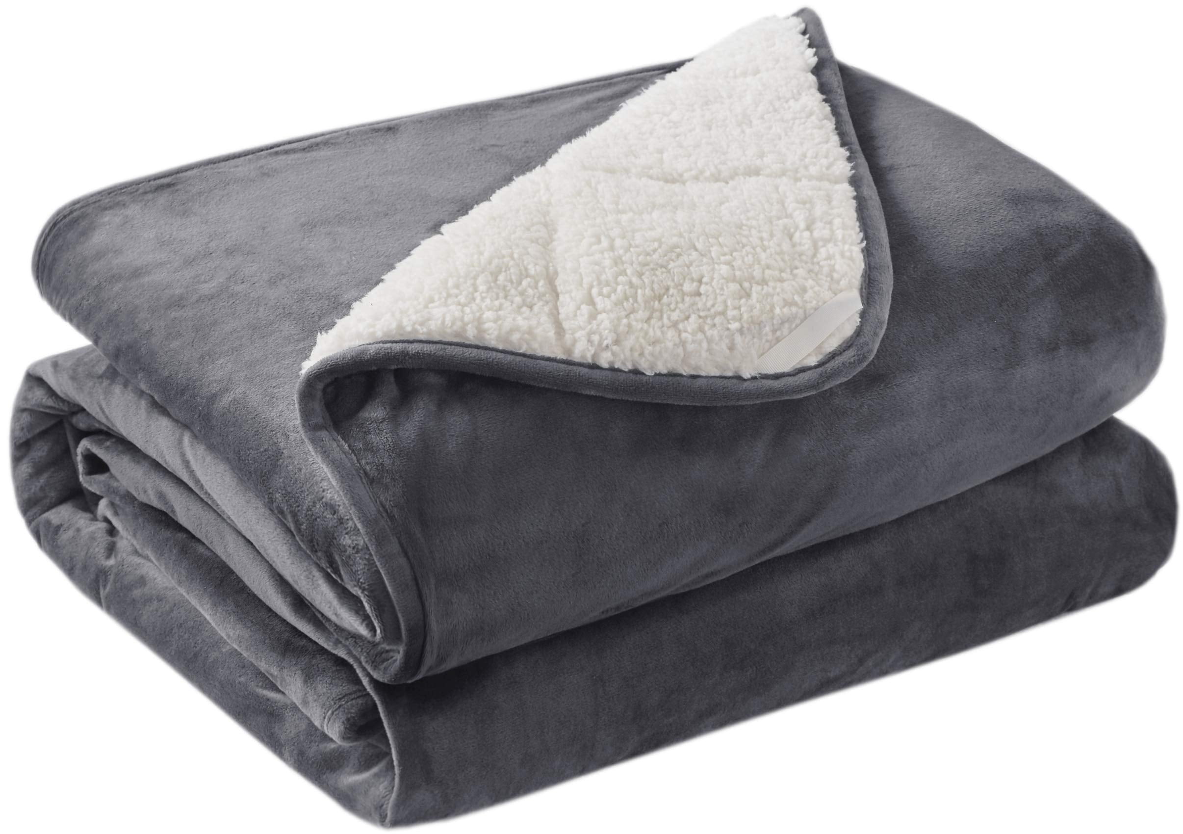 Degrees of Comfort Weighted Blanket Full Size 20 Lbs for Adults, Soft Cozy Fleece Sherpa Heavy Blankets 20lbs, Charcoal Grey, 60X80 Inches,
