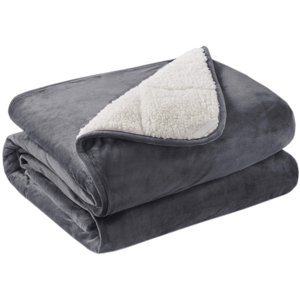Degrees of Comfort Weighted Blanket Full Size 20 Lbs for Adults, Soft Cozy Fleece Sherpa Heavy Blankets 20lbs, Charcoal Grey, 60X80 Inches,