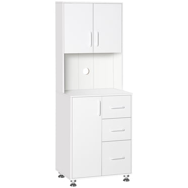 HOMCOM Armoire de Cuisine Moderne Organisateur de Rangement pour Micro-Ondes, Blanc