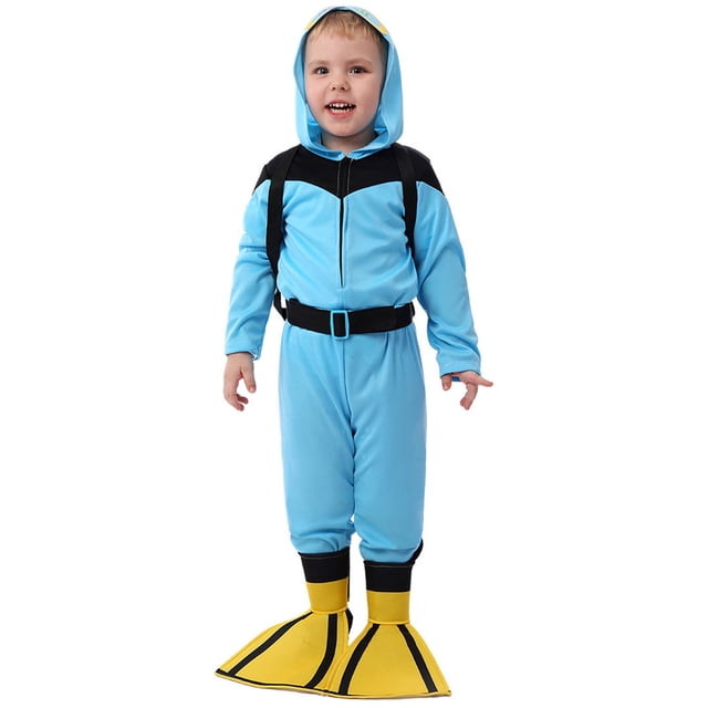 Zecgelong Combinaison de Jeu de Rôle de Plongeur pour Garçons, Tenue pour Enfants, Déguisement de Fête, Performance, Taille 5-6 Ans