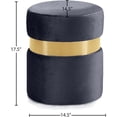 thumbnail image 4 of Meridian Furniture Hailey Contemporary Velvet Ottoman/Stool in Gray, 4 of 8