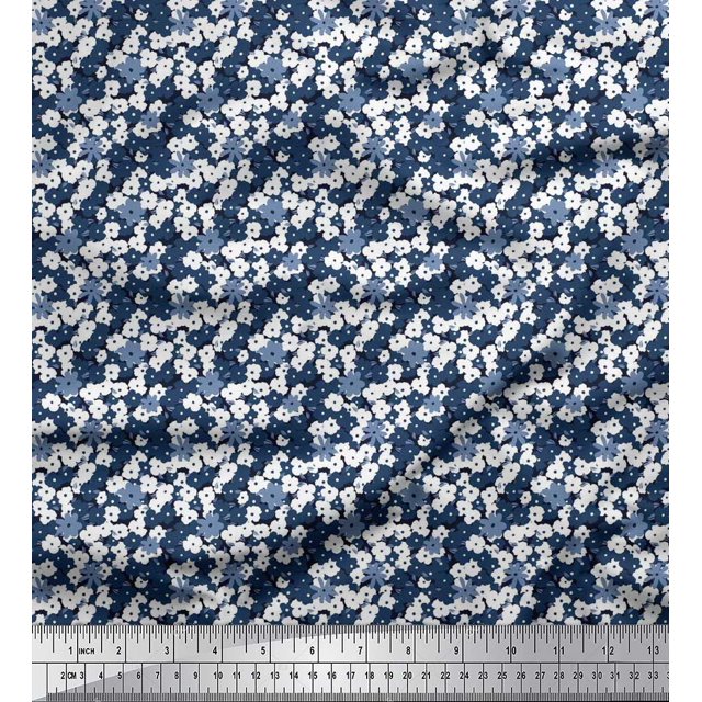 Soimoi Cotton Cambric Fabric Floral Shirting Print Sewing Fabric Yard 56 Inch Wide