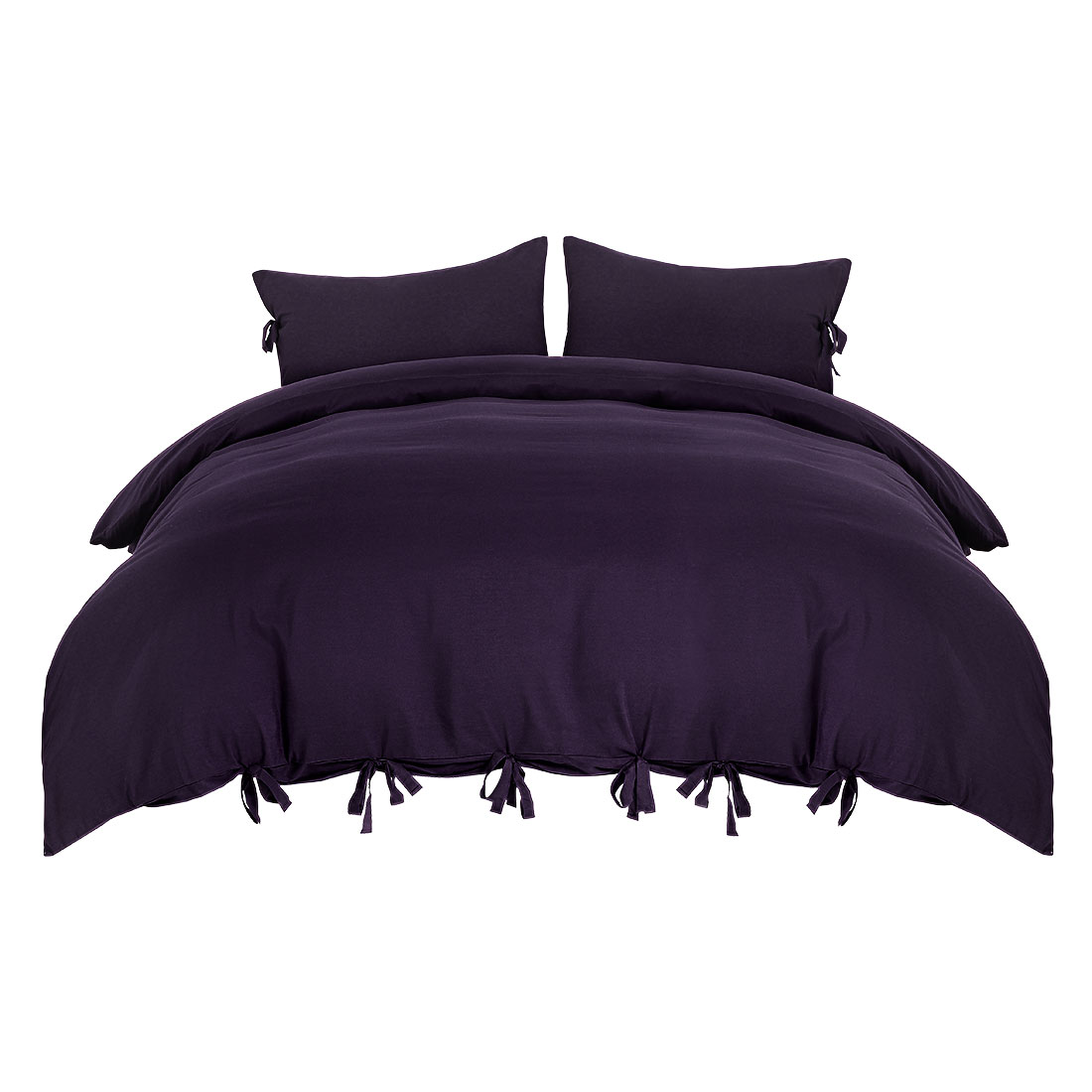 Unique Bargains 110gsm Brushed Polyester Duvet Cover Set Bedding Set with Bowtie,3-Pieces,