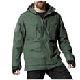 thumbnail image 3 of Pisexur Veste Coupe-Vent pour Homme Mode Décontractée Couleur Unie Coupe-Vent Chaude Veste à Manches Longues à Capuche Manteau Décontracté de Randonnée pour Homme Imperméable Veste pour Homme, 3 of 4