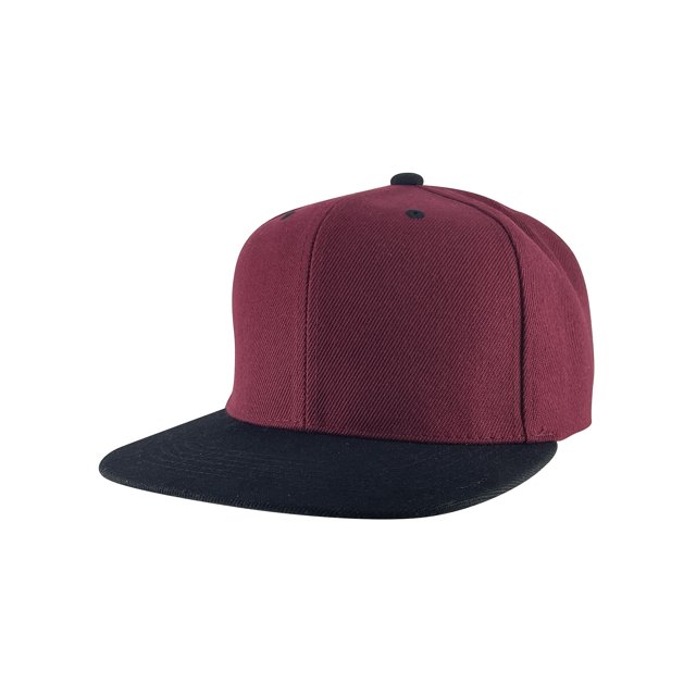 Top Headwear Flat Bill Adjustable Snapback Cap - Burgundy/Black