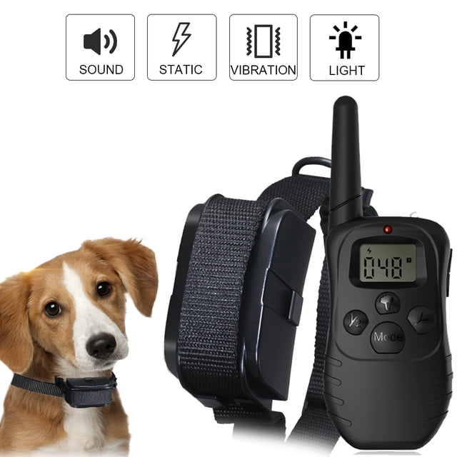 Remote Dog Training Collar with 984ft Range - 4 Modes (Shock/Vibration/Sound/Light), 100 Levels, LCD Display, 2 Dog Control, Anti-Bark Pet Training Device for Dogs of All Sizes, Safe & Humane